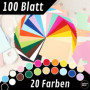 perfect ideaz 100 feuilles de Cartonette DIN-A5 (148 x 210 mm), Papier à dessin, teinté dans la masse, en 20 coloris différents,