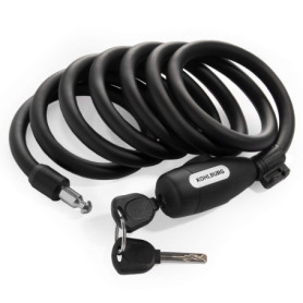 KOHLBURG antivol de 200 cm de long - refermable facilement sans clé - cadenas pour vélo avec fixation - antivol en spirale pour 