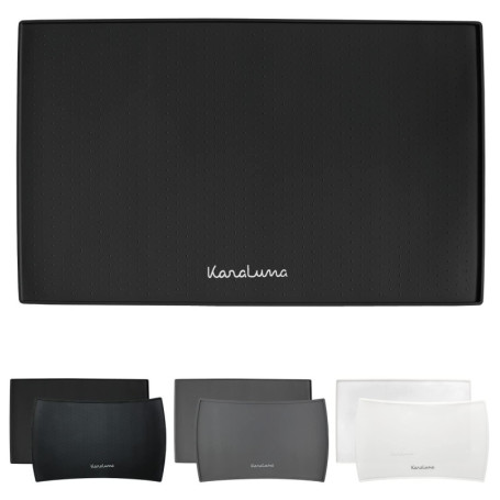 Tapis de Bol KaraLuna en Silicone 60x40cm (Noir, rectangulaire) Tapis gamelle Chien Tapis gamelle Chat Tapis Silicone Animaux Ta