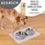Tapis de Bol KaraLuna en Silicone 60x40cm (Noir, rectangulaire) Tapis gamelle Chien Tapis gamelle Chat Tapis Silicone Animaux Ta