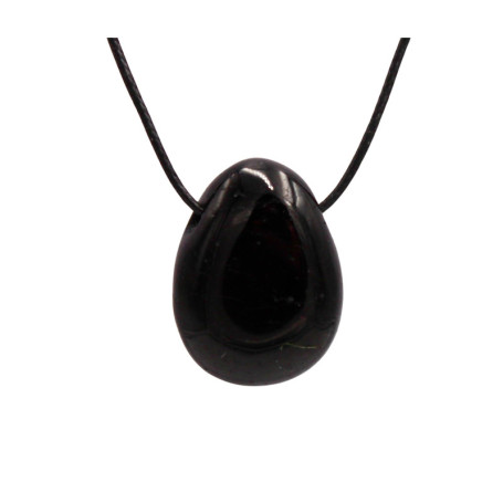 Taddart Minerals - Pendentif - En pierre précieuse naturelle tourmaline Schörl - Avec chaîne en cuir, Tourmaline