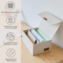 LOVE IT STORE IT - Premium - Boîte de rangement bureau 3 compartiments avec couvercle charnière magnétique, tissu lin, solution 