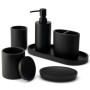 DELUXXOO® Lot d'accessoires de salle de bain 6 pièces de qualité supérieure,Noir mat,Pour salle de bain et décoration,Distribute
