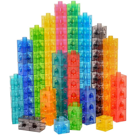 edxeducation Lot de 100 Cubes de Connexion Transparents - Jouets de Construction pour mathématiques précoces - Lot de 100 Cubes 
