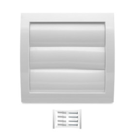 H&C VENT Grille Aeration 190x190mm avec clapet et Moustiquaire │ Anti retour Lamelles Mobiles│ Evacuation Cache Tuyau Ventilateu