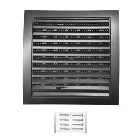 H&C VENT Grille Aeration 150x150mm Ø 100mm Noir avec Curseur Moustiquaire │ Evacuation Caches Tuyau Ventilateur │ d'Extraction V