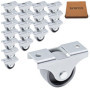 SKIR'CO Lot de 20 petites roulettes de 25 mm pour meubles - En plastique gris - Non pivotantes - Roulettes fixes - Direction uni