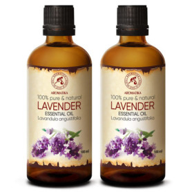 Huile Essentielle de Lavande - 2x100ml - Lavandula Angustifolia pour Diffuseur - Aromathérapie - Pure et Naturelle - HE Lavande 