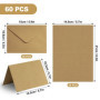 Logei Lot de 60 enveloppes en papier kraft avec cartes - Enveloppes pliantes - Cartes vierges à personnaliser - Enveloppes en pa