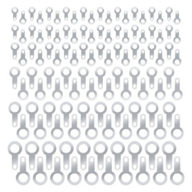 EMSea Lot de 120 cosses à souder 6 en 1 en laiton plaqué argent 2,2 mm, 2,7 mm, 3,2 mm, 4,2 mm, 5,2 mm, 6,2 mm