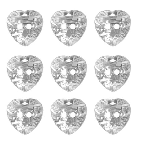 EMSea 100pcs Boutons en Forme de Coeur Cristal Amour Coeur Boutons Clairs Strass Bouton avec Deux Trous Bouton Décoratifs pour B
