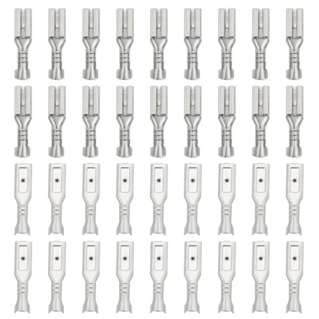 YINETTECH Lot de 100 cosses à sertir femelles de 2,8 mm compatibles avec mini interrupteur de haut-parleur de voiture Argenté