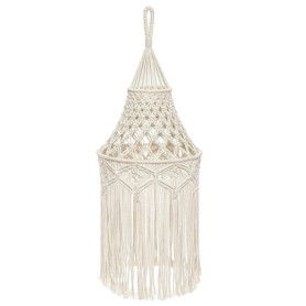 Tiamu Macramé Abat-Jour Plafond Boho, Tapisserie Tissée, Lanterne Suspendue Pendentif Lumière pour Chambre, Café, Salon ou Chamb