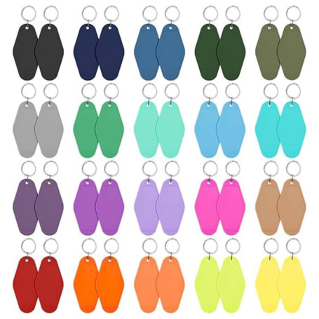 Qaautor 40 Pcs Porte-Clés D'Hôtel Vierge avec Porte-Clés, 20 Couleurs en Plastique Losange Motel Porte-Clés pour Bricolage Porte