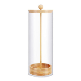 Vkyipg Distributeur de Pailles pour Comptoir - Distributeur de Pailles avec Couvercle en Bambou pour Pailles Standard, Organisat