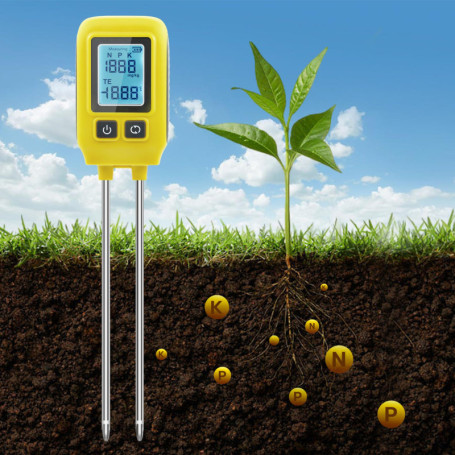 Mcbazel Professional Soil Meter, Instrument de Mesure du Sol 4 en 1,Détecteur d'Éléments Traces P/N/K, Détection de la Santé des