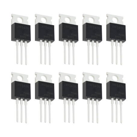 ECSiNG 20x N-Channel IRF540N MOSFET Transistor TO-220 33A 100V 3 Broches International Redresseur Puissance pour l'industrie Dom