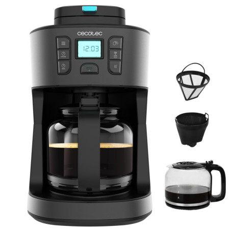 Cecotec Cafetières Filtre Coffee 66 Grind & Drop. 1086W, Moulin à Lames, Jusqu’à 12 Tasses, Technologie Extremearoma, Cafetière 