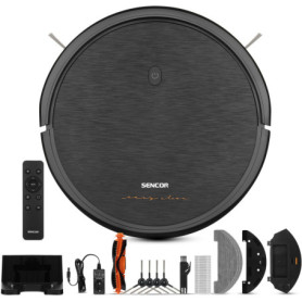 Sencor Aspirateur Robot Laveur SRV 3150OR - Navigation Intelligente, Ultra-Mince, Puissant 2600mAh pour Nettoyage Humide/Sèche, 