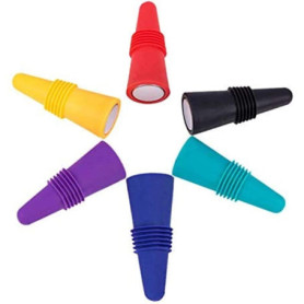 FLZONE 6 Pièces de Bouchons à Vin,Capsules de Bouteille Vin Silicone,Capuchon Réutilisable pour Bouchon Garder la Chair pour le 