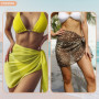 PYSEOSISE Wrap de Plage, 2 Pièces Mousseline Bikini Cover Up, Sheer Wrap de Sarong Couverture Bikini Jupes Wrap Élégante Courte 