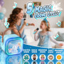 GirliGlee Micro Karaoke Enfant,Enceinte Bluetooth Enfant avec 2 Micros sans Fil,Micro Fille Reine des Neiges pour Chante, Idée C