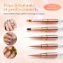 Elalove 5 Pinceaux Nail Art Professionnels en Or Rose - Set pour Gel UV/Acrylique avec Pinceau Liner, Plat et à Détails | Poils 