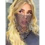 IYOU Bling Cristal Engrener Masque Noir Gland Visage Chaîne Mascarade Masques Avec Cristal Pendentif Soir Fête Balle vénitien Ma