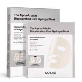 COSRX Masques visage hydrogel à l’alpha-arbutine, Soin anti-taches, 3 unités, masque collagène, format voyage, masque de nuit, s