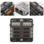 ZEALfix Porte-fusibles à 6 voies pour véhicule, boîte à fusibles pour camping-car, bateau, caravane, camping-car, remorque, dist