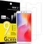 NEW'C Lot de 2, Verre Trempé pour Xiaomi Redmi 6, Xiaomi Redmi 6A, Film Protection écran efficace contre les Rayures - sans Bull