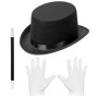 W WIDMANN MILANO Party Fashion - Kit Magicien, Cylindre, Gants et Baguette Magique, White, One Size Enfant Unisexe