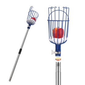 MaidMAX Cueille-Fruits avec Corbeille et Manche Télescopique 4 Mètres, Pince avec Panier en Acier Inoxydable pour Fruits Pomme O