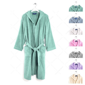 Caleffi – Peignoir Bain Homme et Femme en 100% coton, doux, absorbant et respirant, avec capuche, ceinture et poches – Parfait p