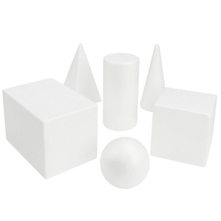 BELLE VOUS Solide Géométrique en Mousse 3D (Lot de 6) - Solide Géométrique - Forme en Polystyrene pour Jeux Educatif Enfants - F