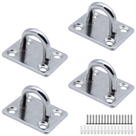 MZMing Lot de 4 Crochets à œillet M5 Très Résistants en Acier Inoxydable 304 à 4 Trous pour Bateau Gréement de Yoga, Sangle d'En