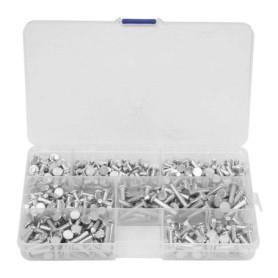 350 pcs/boîte Rivet solide à tête plate, Kit d'assortiment de rivets en aluminium solide à tête plate M4 Longueur 4/6/8/10/12/16