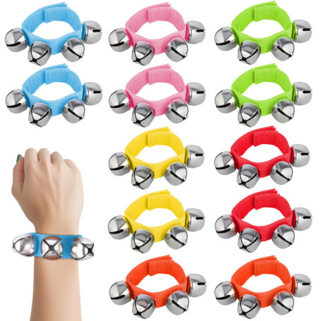 Belle Vous Bracelet Grelot 6 Couleurs Poignet et Cheville (Lot de 12) - Bracelet Clochette Musicale Multicolore Instruments de M