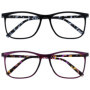 OPULIZE Arc Lunettes de Lecture Pack de 2 Montures Carrées Minces Élégantes Charnières à Ressort Anti-Rayures Noir Violet Branch