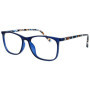 OPULIZE Arc Lunettes de Lecture Monture Carrées Minces Élégantes Charnières à Ressort Anti-Rayures Bleu Branches à Motif Hommes 