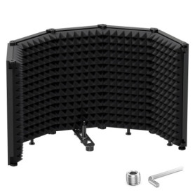 Moukey Bouclier d'Isolation de Microphone, Mousse D'insonorisation Bouclier Acoustique Micro avec 5 Panneaux acoustiques de Micr