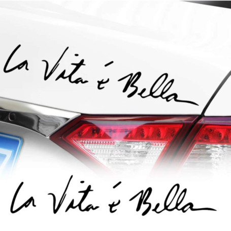 WOO Girl 1 autocollant La Vita é Bella en PVC sur film de transfert - Pas de fond blanc nécessaire - La vie est belle pour le tu