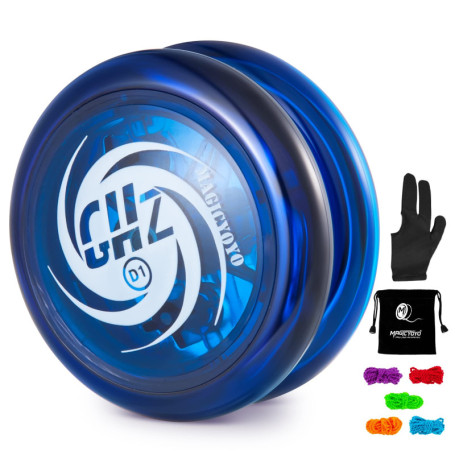 MAGICYOYO D1 GHZ Réactif pour Enfants et Débutants - Yoyo Professionnel Looping avec 5 Cordes de Rechange, Gant et Sac (Bleu)