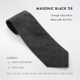 THE MASONIC COLLECTION - Cravate Noire pour Homme - Fait Main - Design Carré et Compas - Meilleur Nœud et accrocher - Cadeau fra