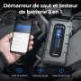 TOPDON V2200 Plus Booster Batterie Voiture 2200A et 12V Testeur de Batterie 2-en-1, Démarreur de Voiture Jump Starter pour Moteu
