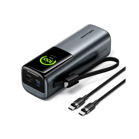 VENTION Batterie Externe 27000mAh 200W, Charge Rapide Power Bank avec Écran Numérique & Animations Emoji, 2 Ports USB-C + USB-A,