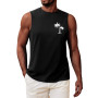 UMIPUBO Débardeur Homme Tee Shirt sans Manche Été Sport Col Rond Coton Imprimé Plantes Palmiers Plage Casual Gym Tops