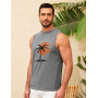 UMIPUBO Débardeur Homme Tee Shirt sans Manche Été Sport Col Rond Coton Imprimé Plantes Palmiers Plage Casual Gym Tops