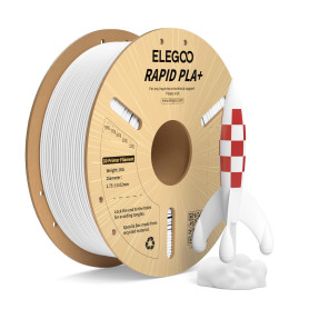ELEGOO Filament PLA Plus Rapide 1.75mm Blanc 1kg, Filament PLA+ pour Imprimante 3D pour Impression Haute Vitesse 30-600 mm/s, Pr