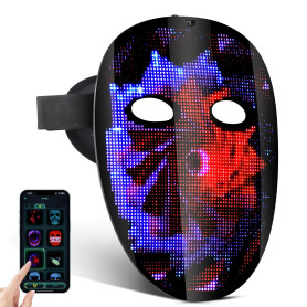 FlareMore Masque LED Lumineux, Masque LED Rechargeable Avec Modes De Transformation Du Visage Par Détection De Gestes, Avec Diff